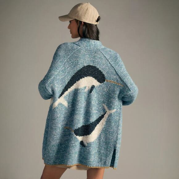 Anthropologie Sweaters - By Anthropologie Narwhal Icon Cardigan Sweater RARE Size XS/S